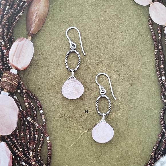 Silpada Sterling Silver Rose Quartz Teardrop Earrings W1872 RARE - Picture 6 of 11